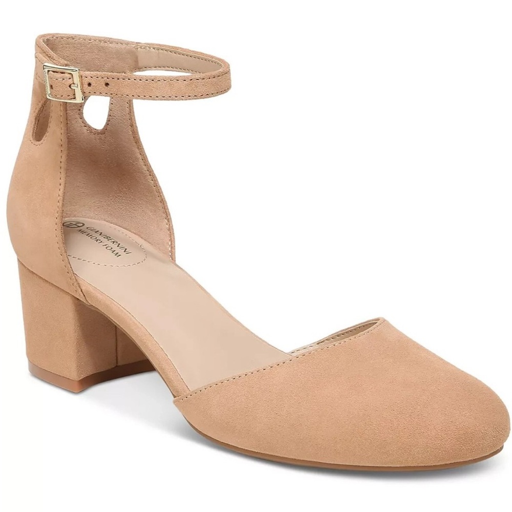 Tan Ankle Strap suede Mary Jane Block Heels